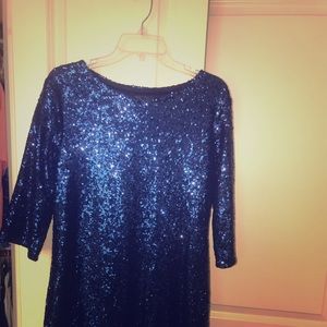 Blue sequin mini dress